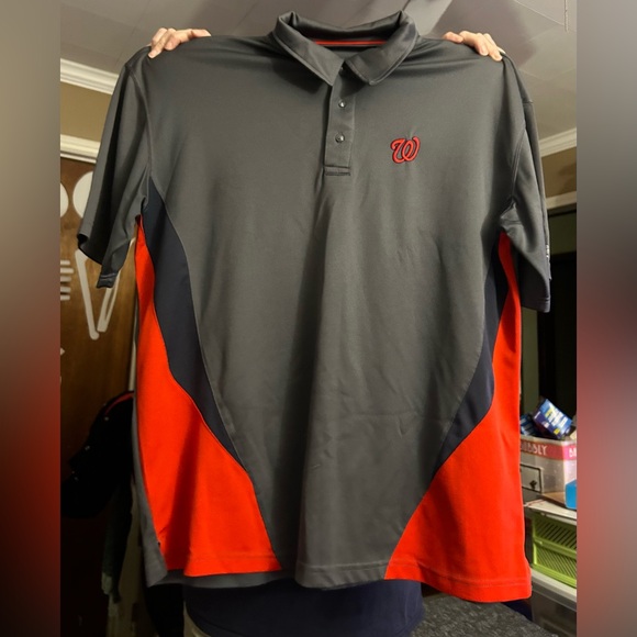 MLB Other - MLB True Fan Washington Nationals Gray/Charcoal Black Red Tracker Insignia Polo